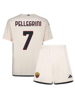 Otroški Nogometna dresi replika AS Roma Lorenzo Pellegrini #7 Gostujoči 2023-24 Kratek rokav (+ hlače)